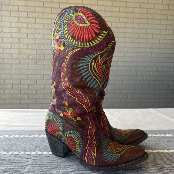 Old Gringo Tiegan Western Cowboy Boots Extremely Rare 7.5 Colorful Embroidered - Picture 5 of 16